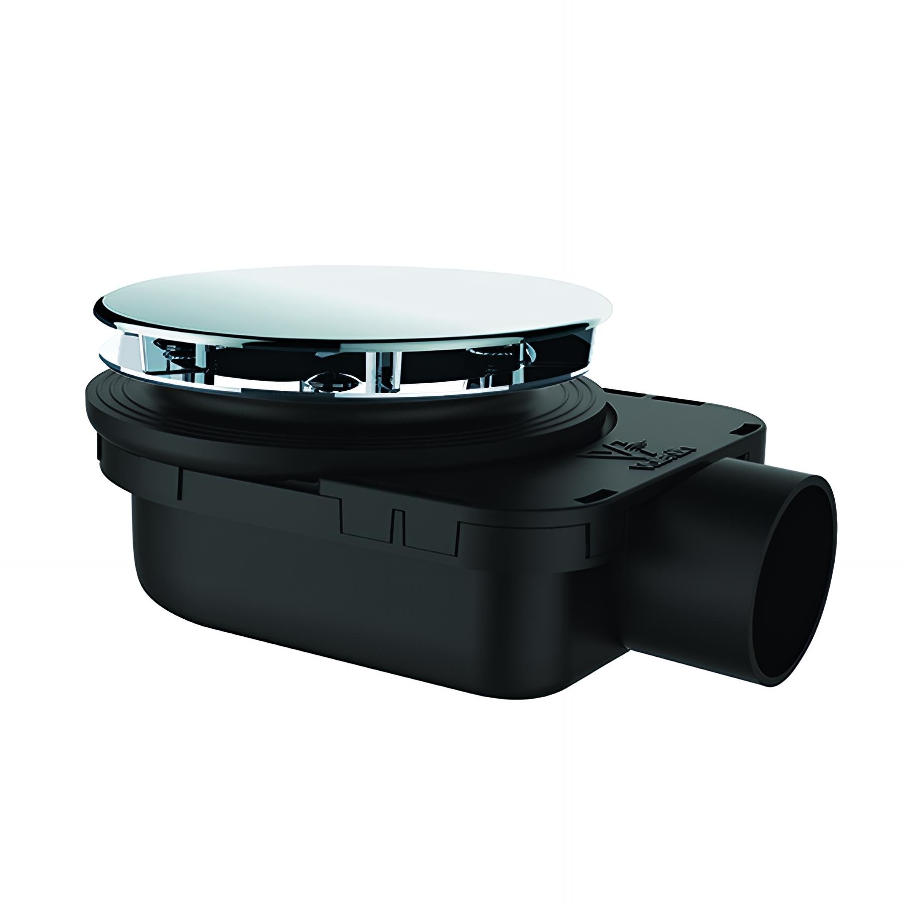 Bonde douche ultra-plate NF Ø90mm, SMART, capot serti inox, H.48mm, à coller