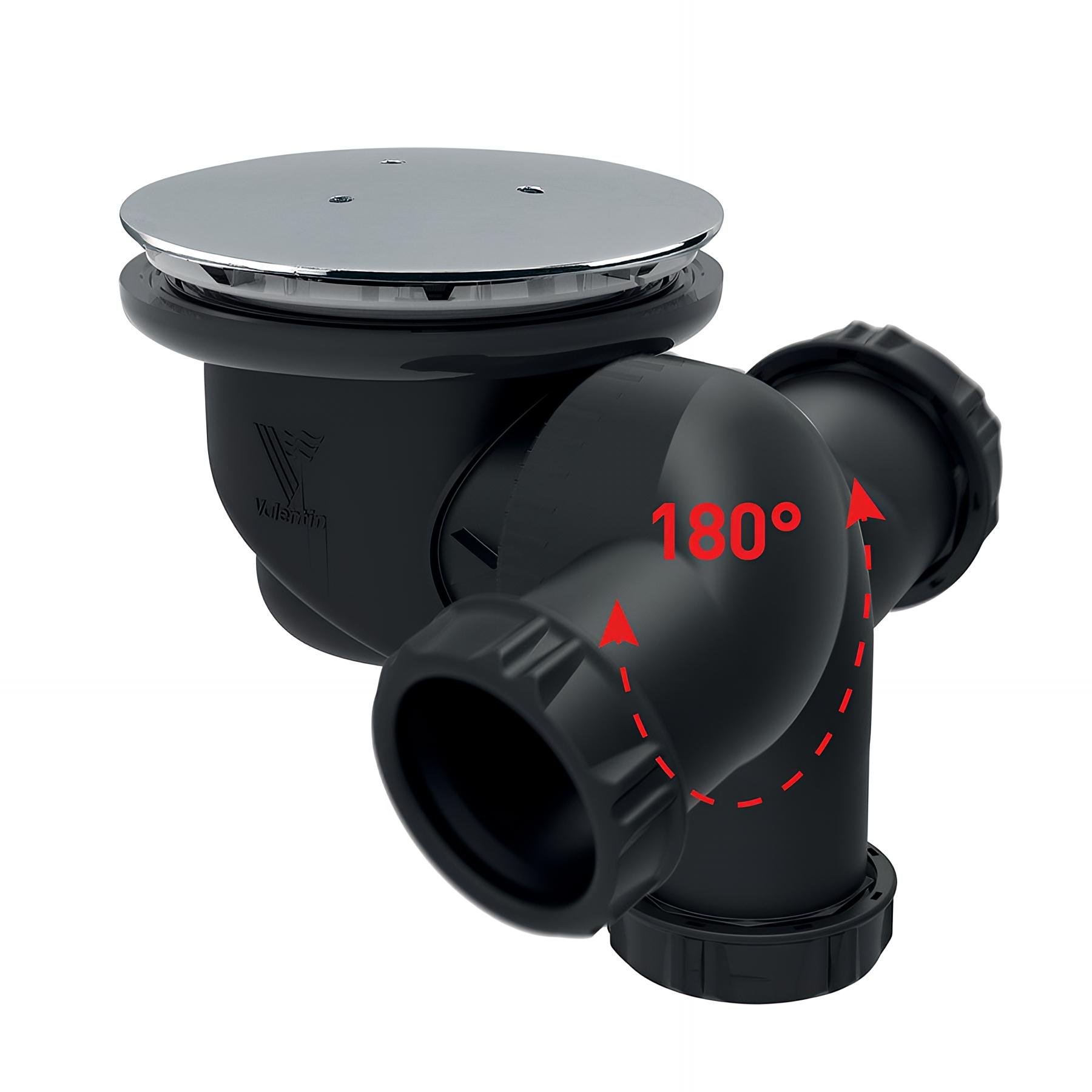 Bonde receveur Ø90mm, GOULUE, capot métal chromé Ø120mm, sortie orientable Ø40mm