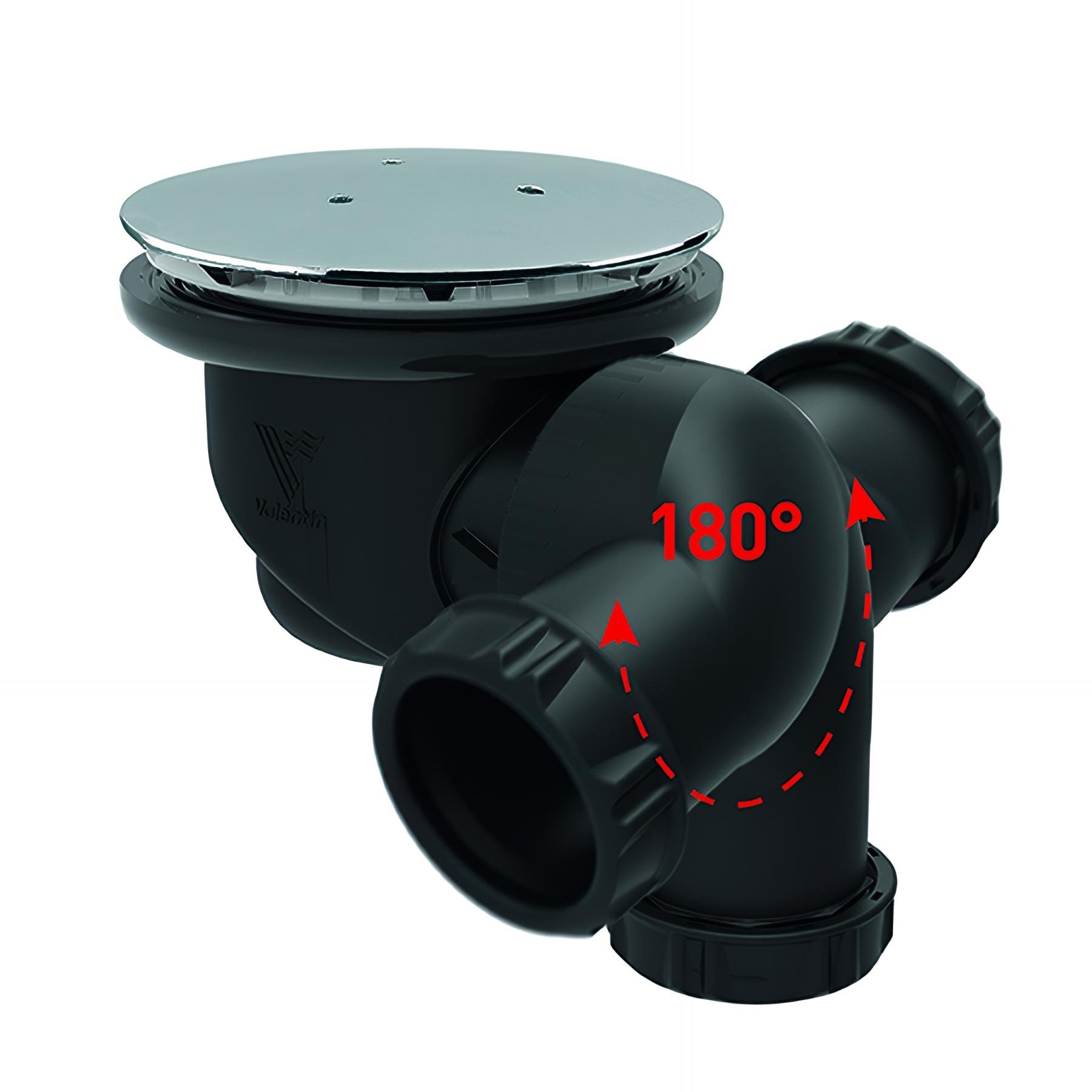 Bonde receveur Ø90mm, GOULUE, capot serti inox Ø117 mm, sortie orientable Ø40mm