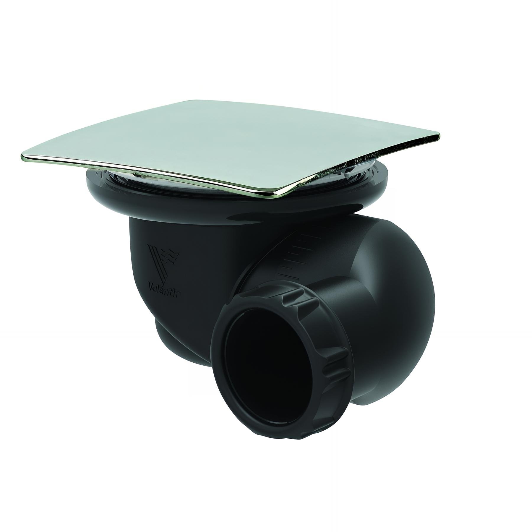 Bonde receveur Ø90mm, GOULUE, capot métal chromé 120x120, sortie orientable Ø40