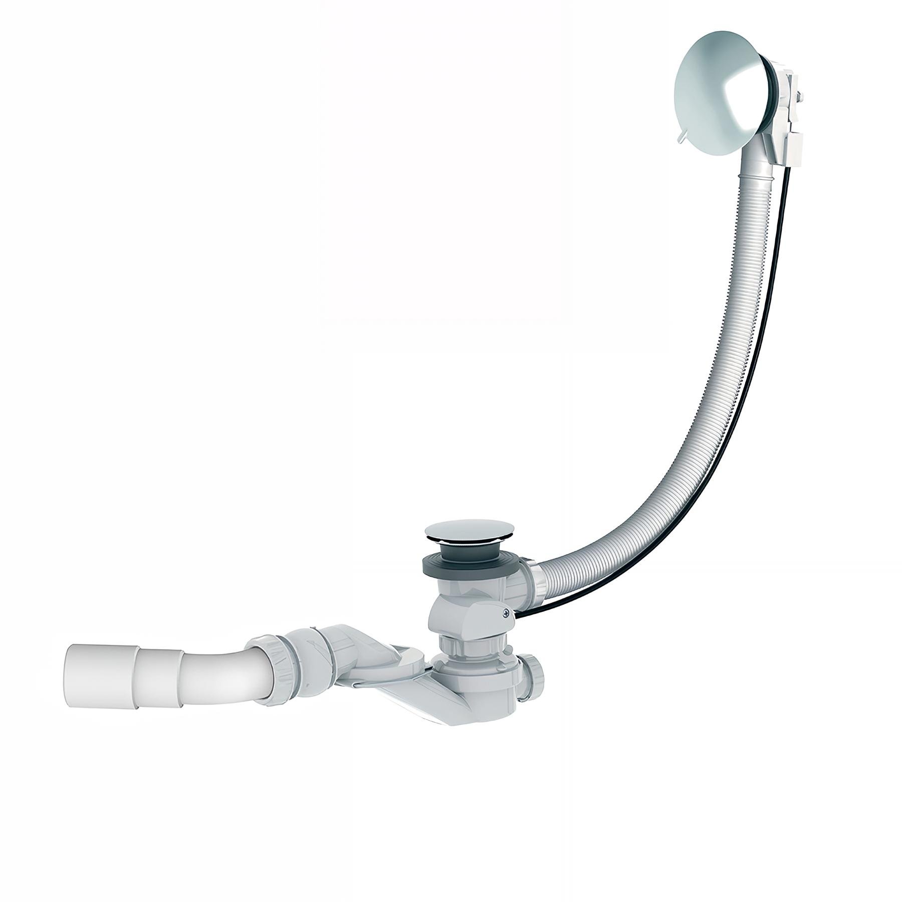 Vidage baignoire à câble 650mm, volant ABS chromé, clapet et cuvette inox
