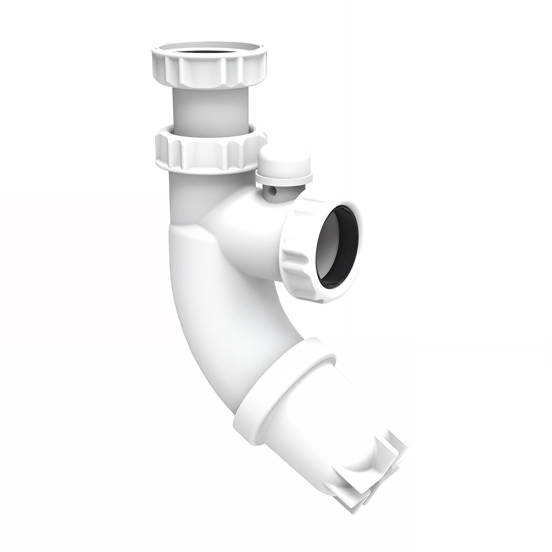 Siphon lavabo plastique blanc SIFOBLIC, réglable 49/77mm, sortie Ø32mm