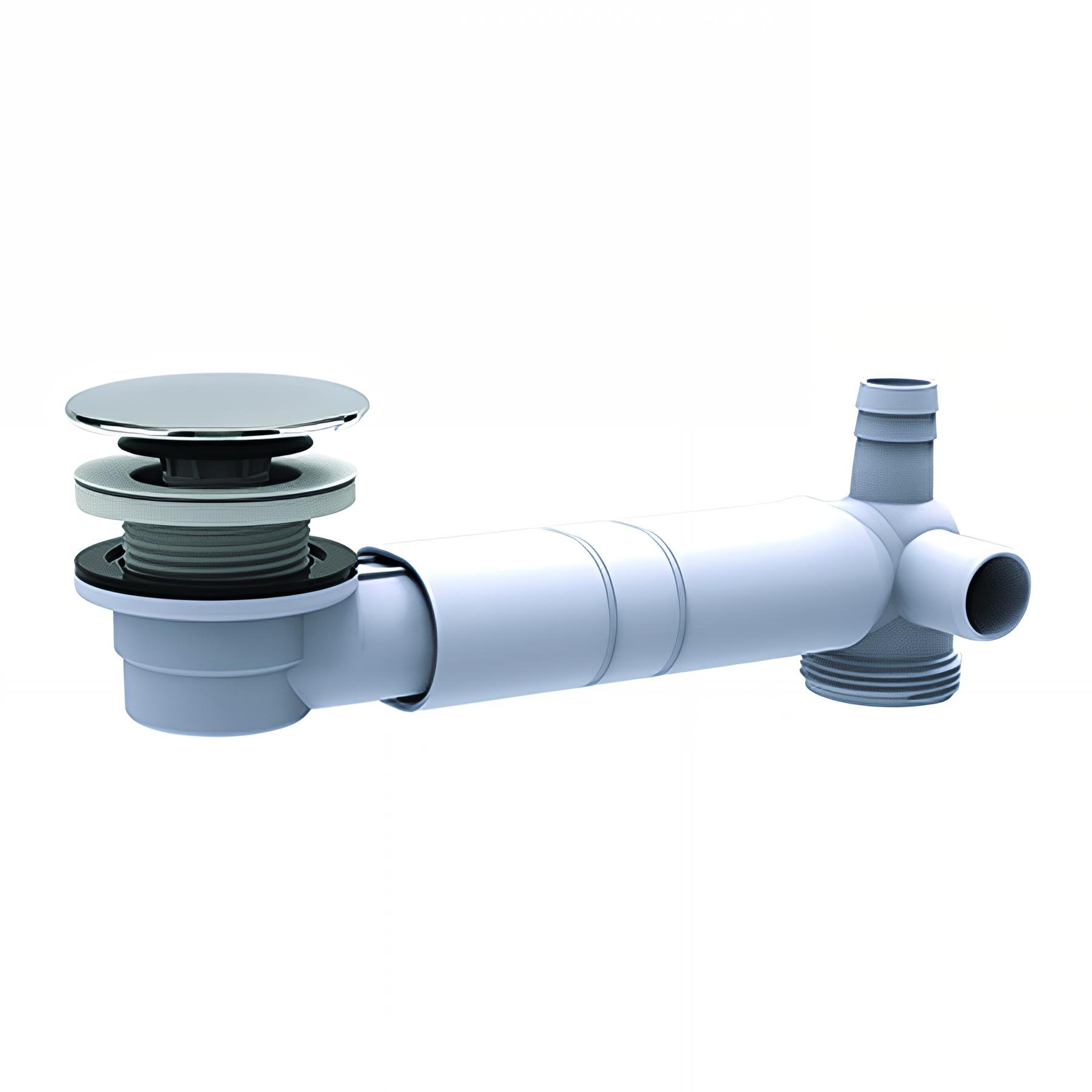 Tubulure extra-plate TBXP pour lavabo, réglable, bonde H. 40mm,clapet inox