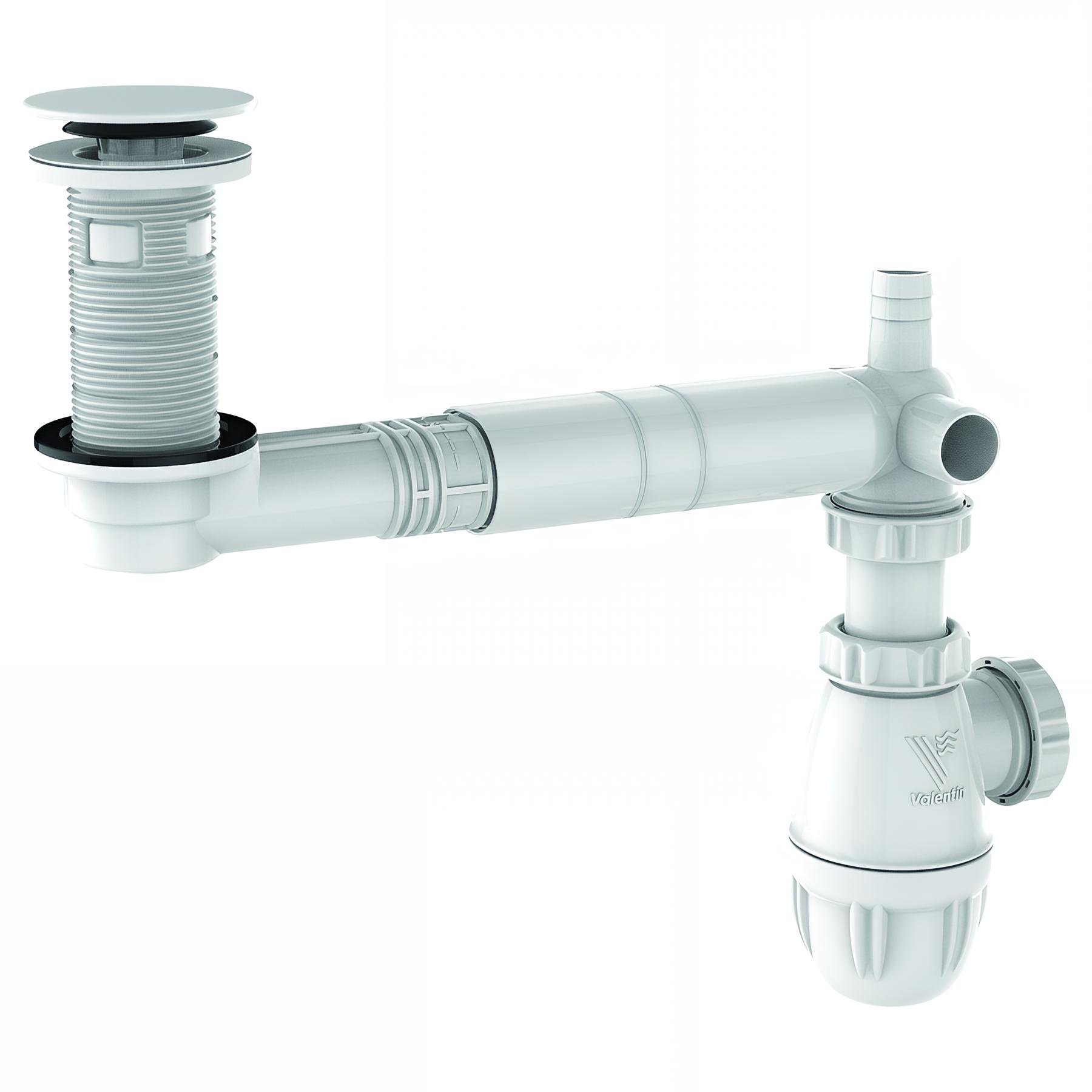 Equipement complet TBXP lavabo,extra-plat et réglable,clapet noir,siphon NF