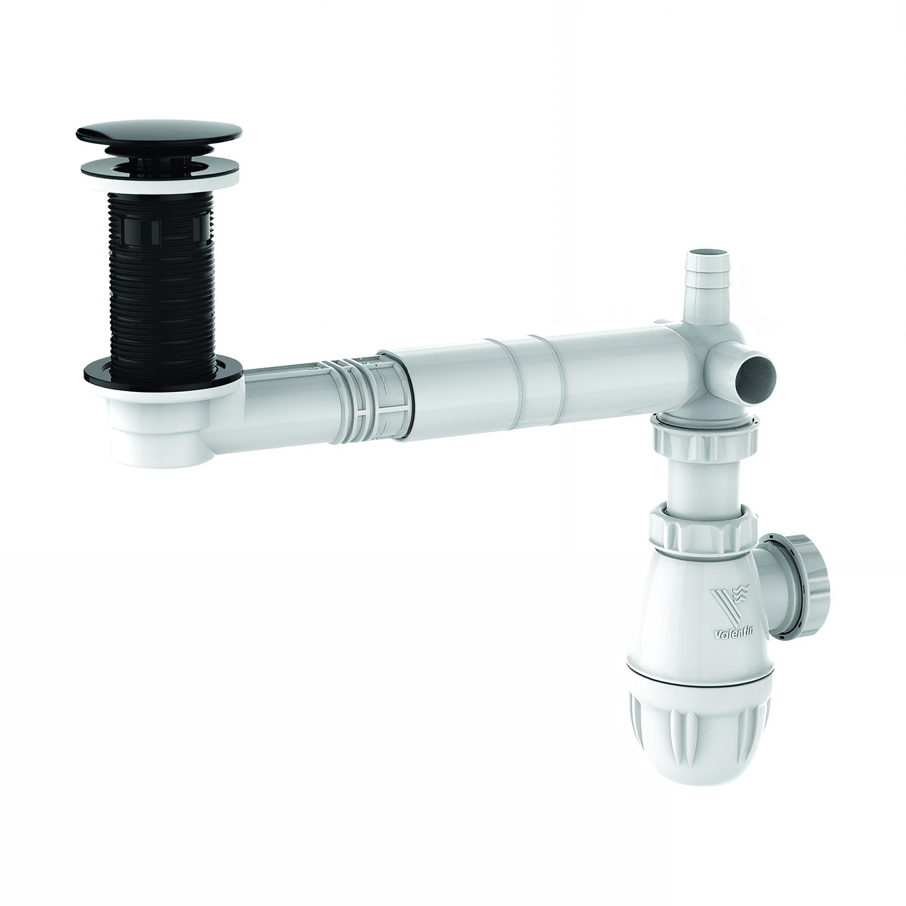 Equipement complet TBXP lavabo,extra-plat et réglable,clapet noir,siphon NF