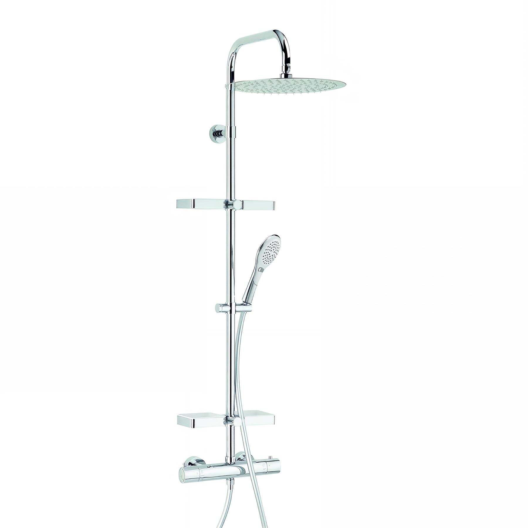 Combiné de douche OPIUM 300, robinetterie thermostatique, tablettes