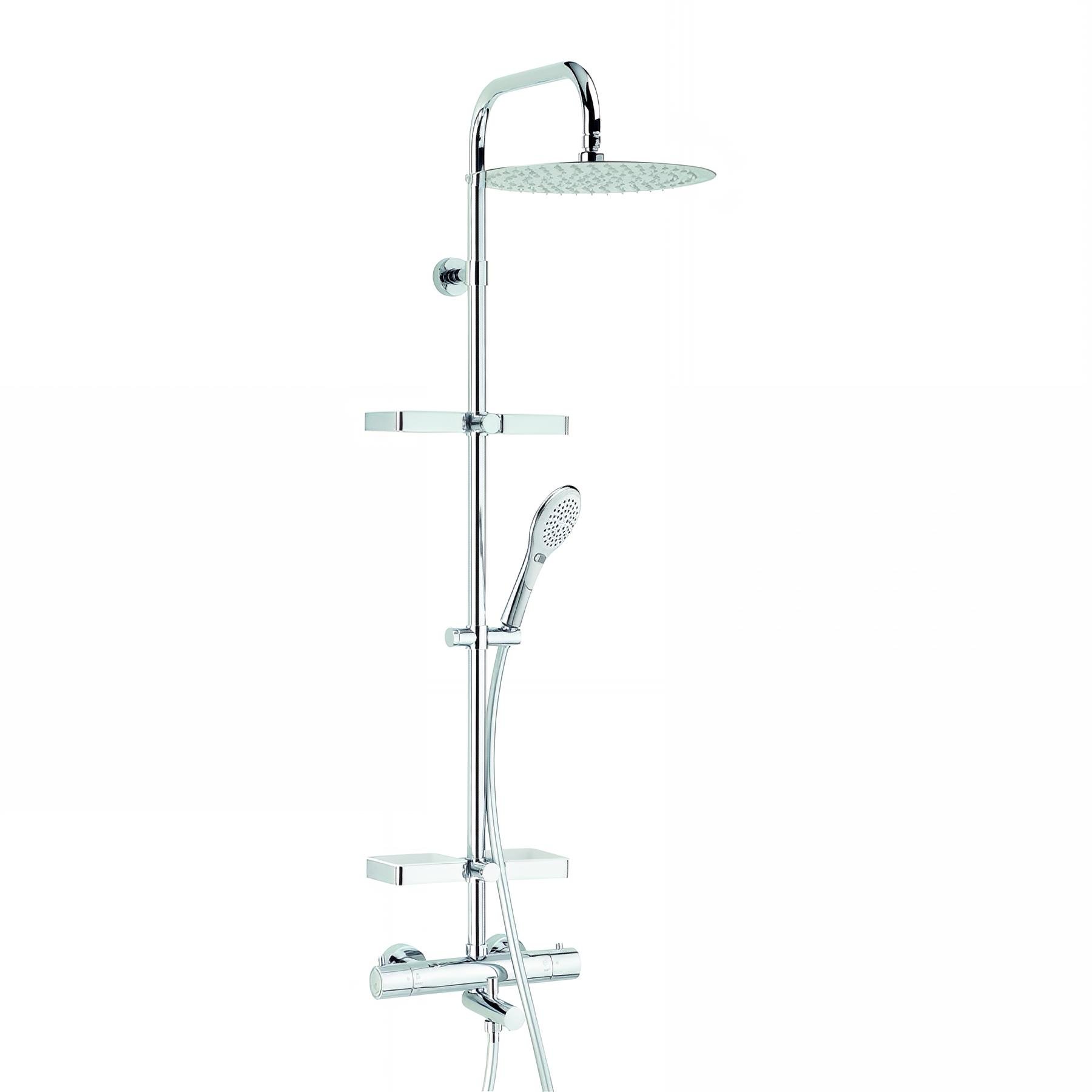 Combiné bain-douche OPIUM 300, robinetterie thermostatique, tablettes