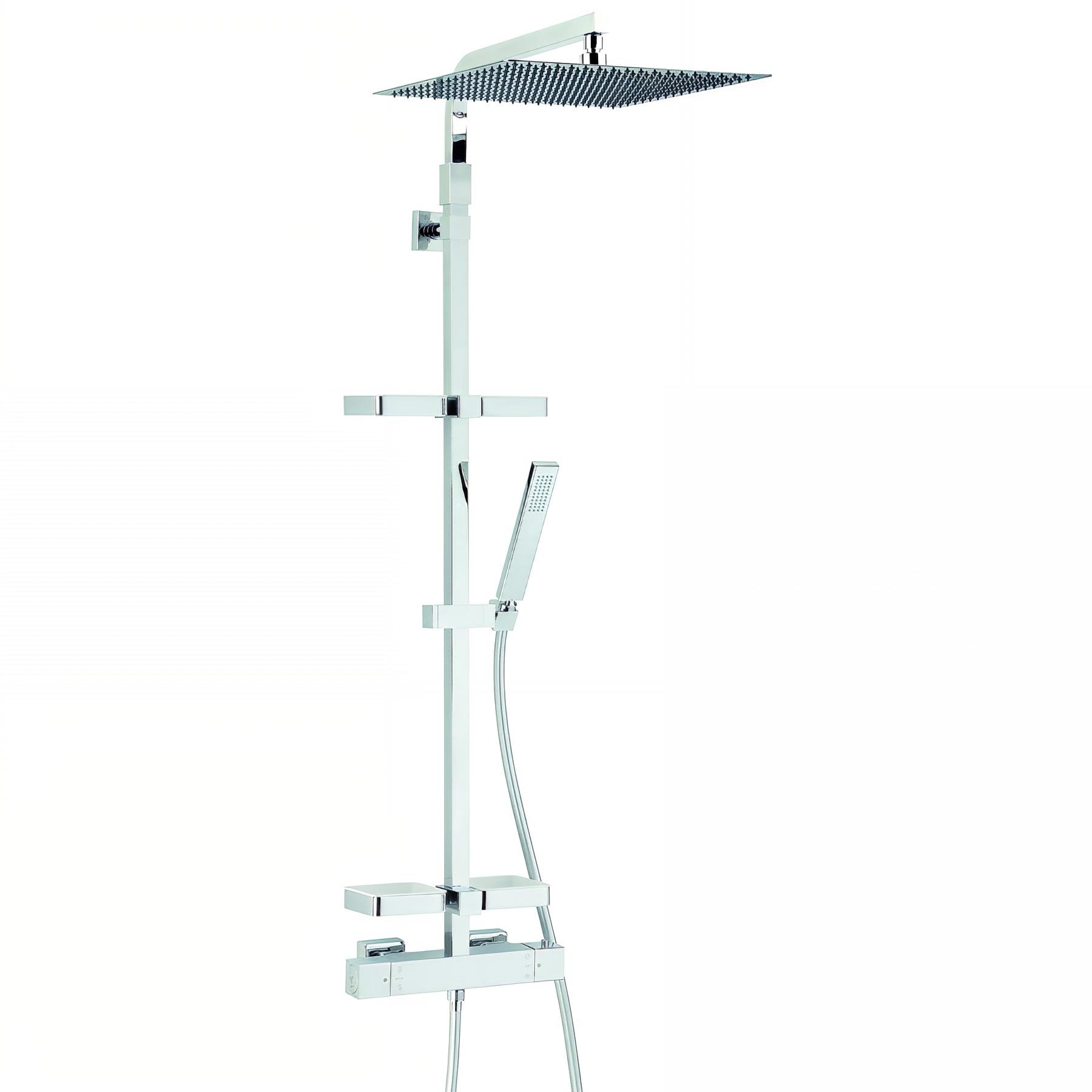 Combiné de douche TOUAREG 400x400, robinetterie thermostatique, tablettes