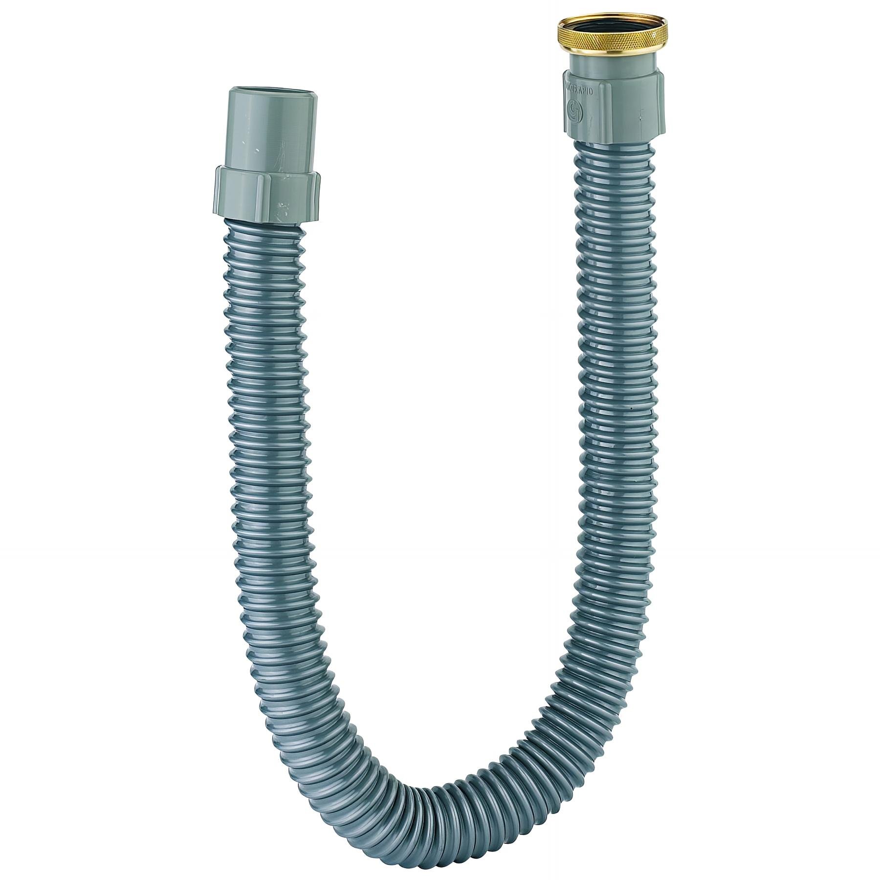 Flexible évacuation armé Ø32x750mm, écrou métal 1"1/4, embout ABS Ø32mm à coller