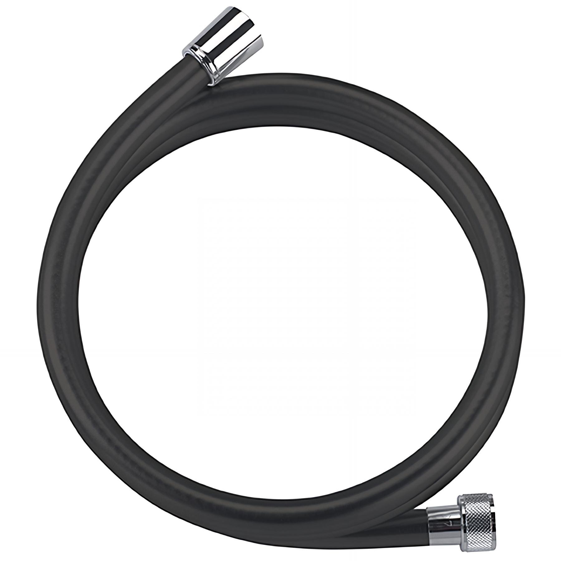Flexible de douche PVC noir 1,50m, haute résistance, écrou tournant