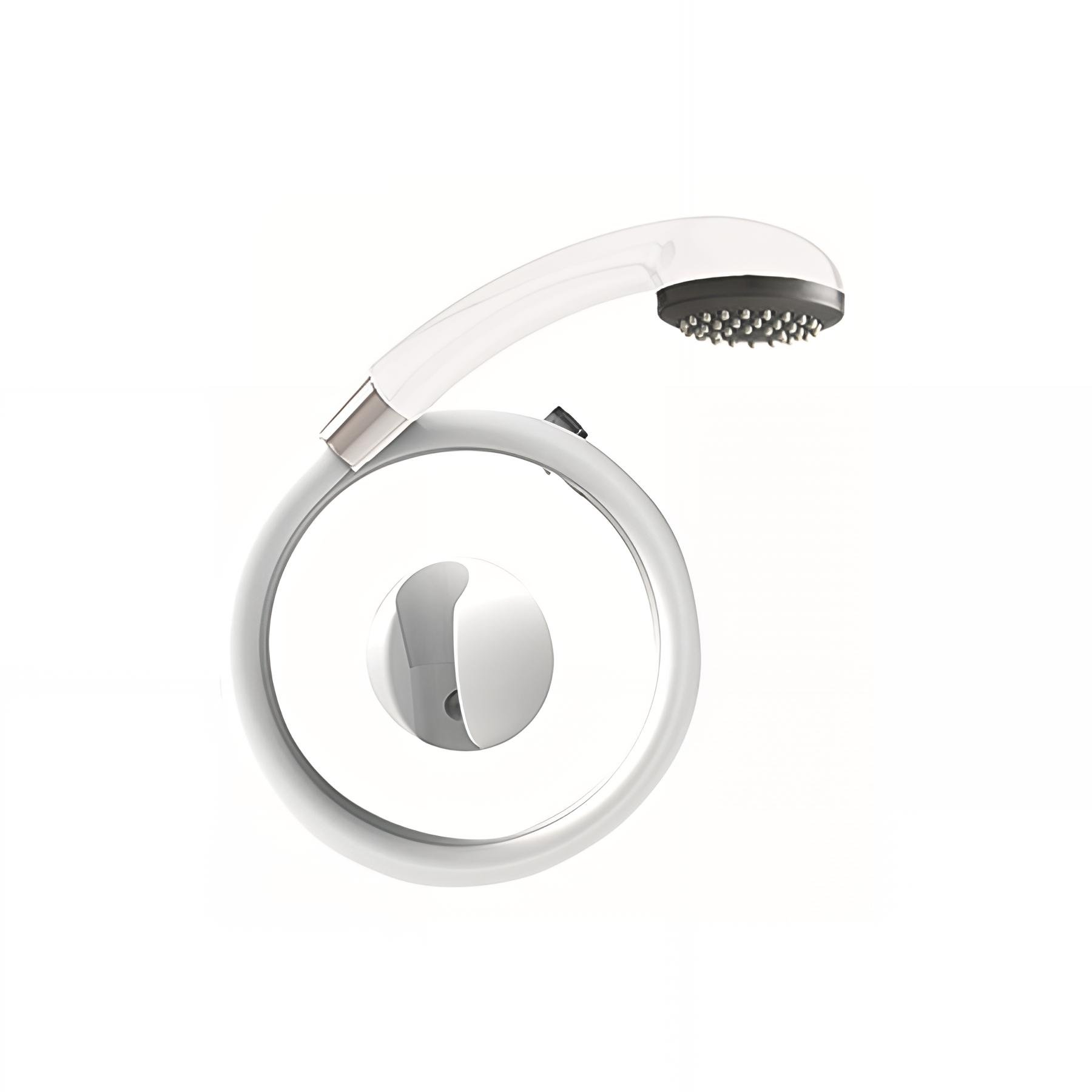 Kit douche 1 jet COBRA blanc, flexible PVC blanc 1,50m, support mural sphérique