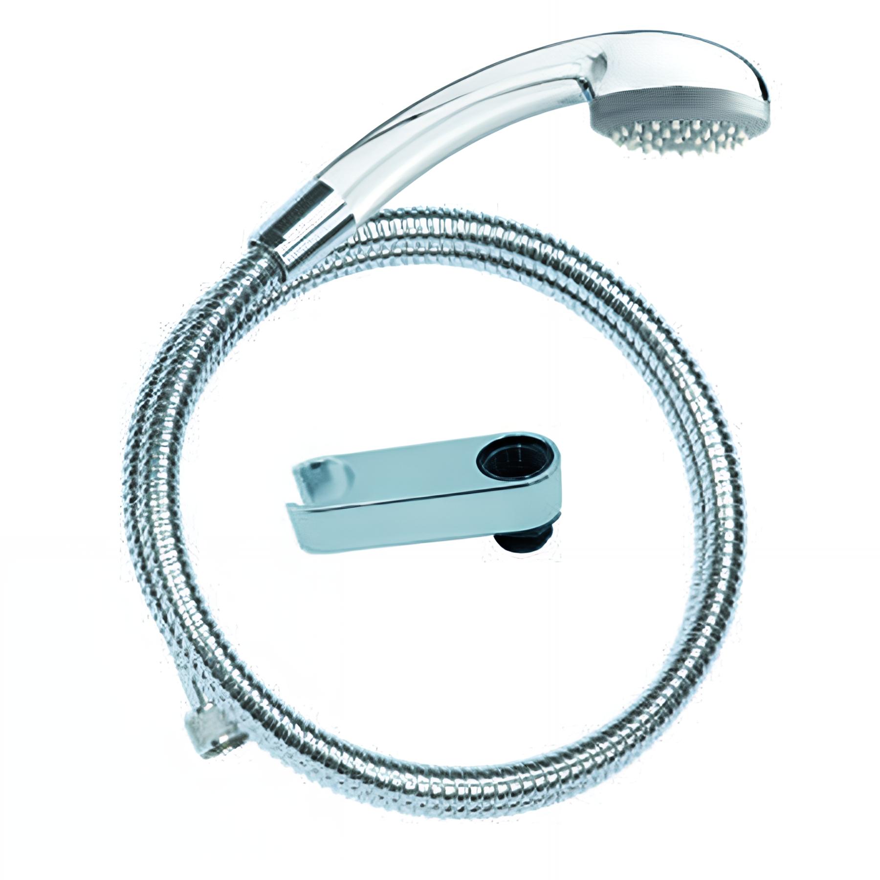 Kit douche 1 jet COBRA chromé, flexible métal 1,75mm,support à fixer sur robinet