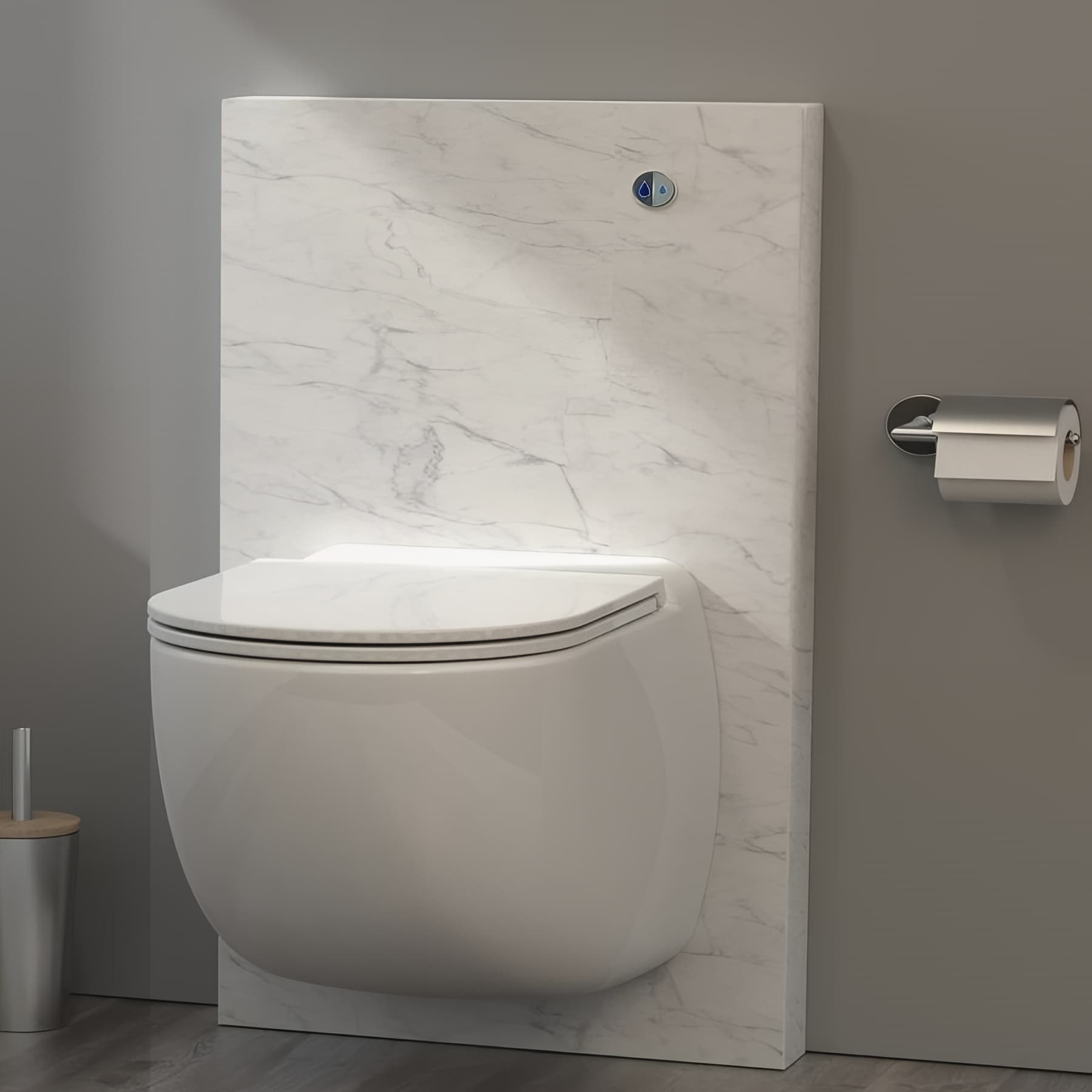 W40 Silence Cuvette suspendue broyeur intégré châssis et box chêne naturel