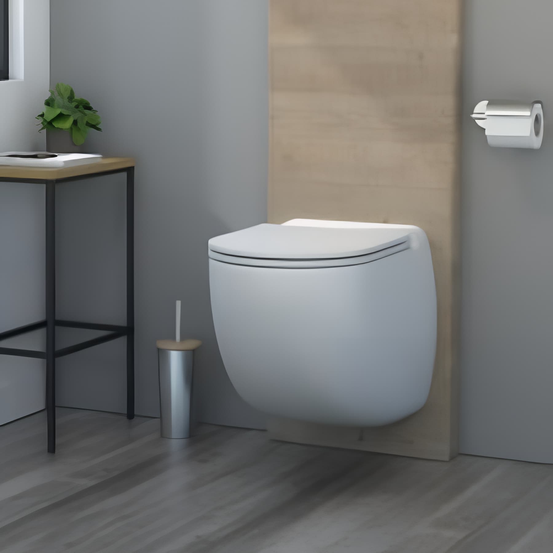 W40 Silence Cuvette suspendue broyeur intégré châssis et box enduit gris