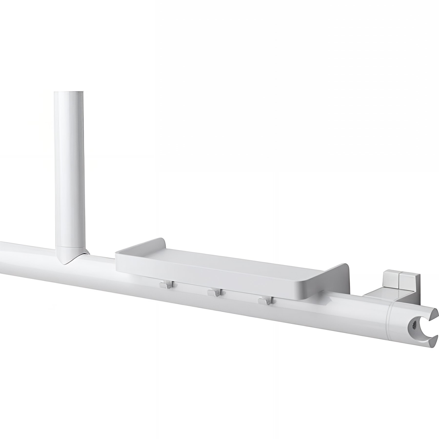 Barre PMR d'appui normes handicapé Gamme PRO PELLET ou L 600x1296 mm avec support douchette alu blanc Ø 38 x 25 mm