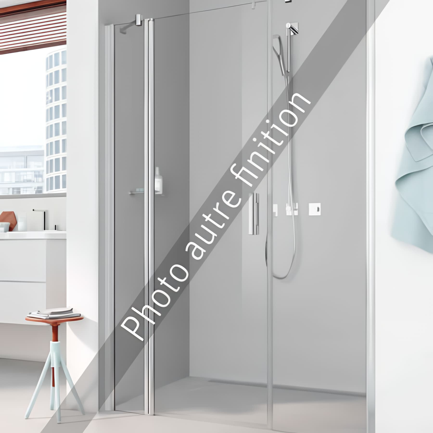 Paroi de douche pivotante largeur 153 cm hauteur 200 cm profilé argent poli verre teinté gris clean