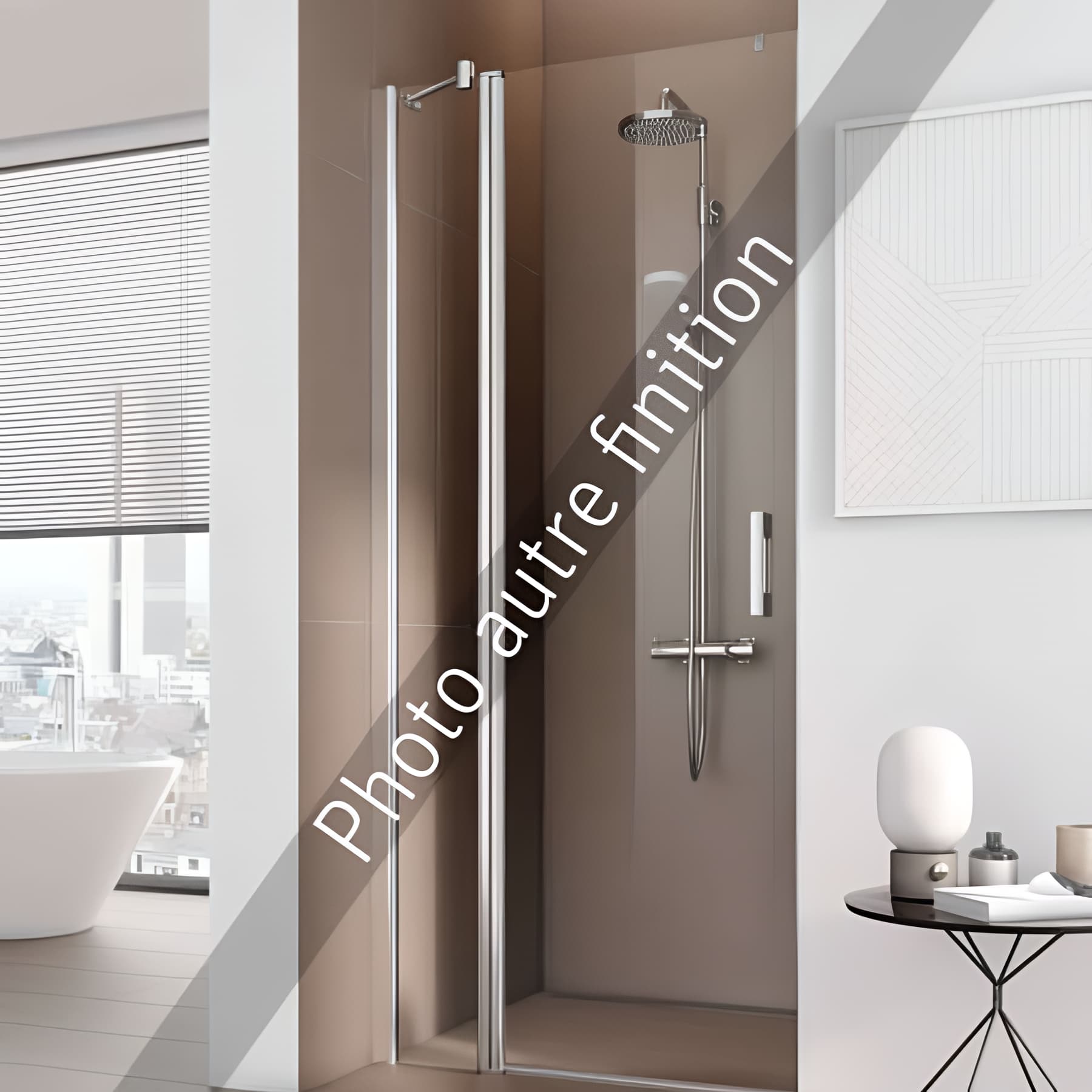 Paroi de douche pivotante largeur 90cm hauteur 200 cm profilé argent poli verre décor diamant clean