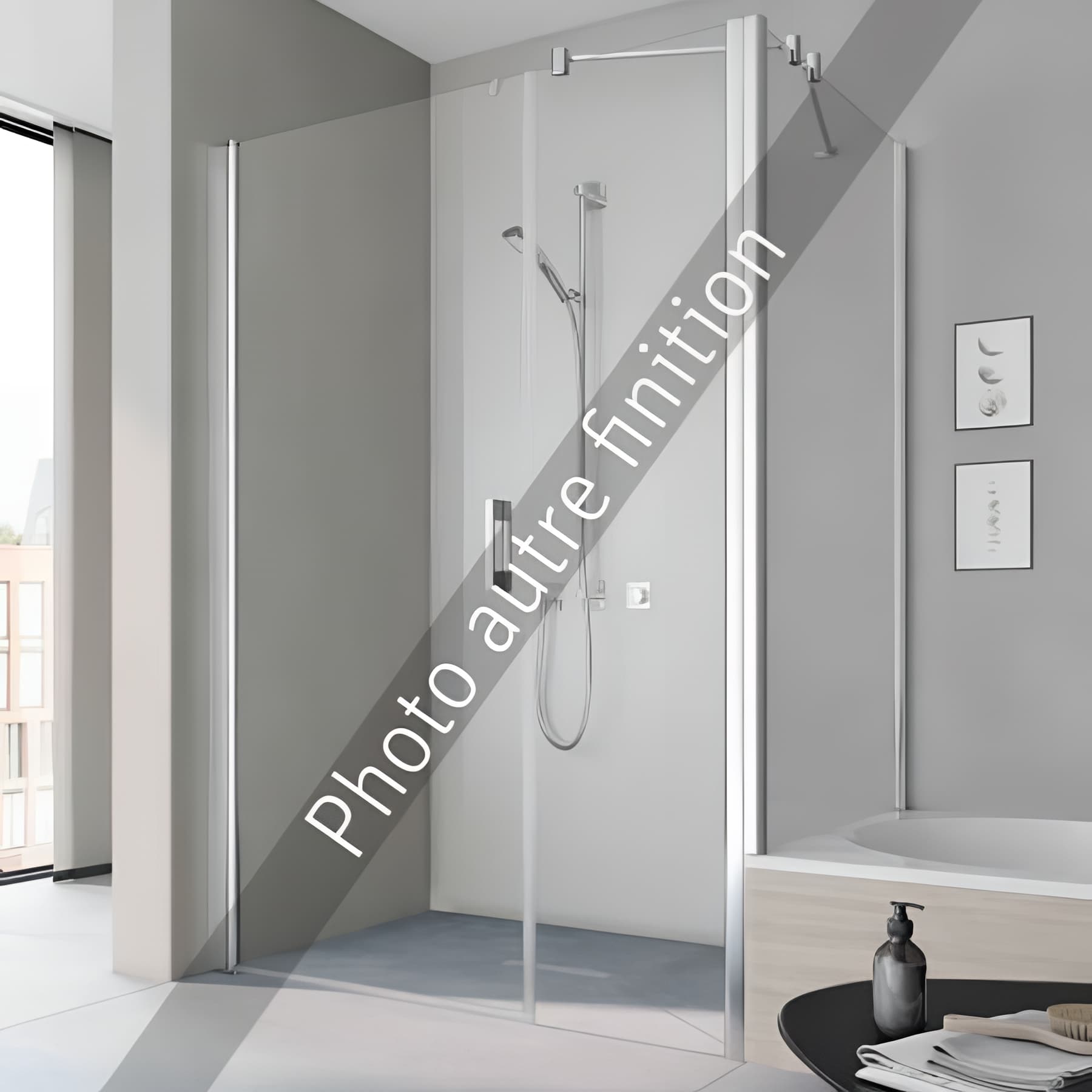 Paroi de douche pivotante largeur 160 cm hauteur 200 cm profilé argent poli verre teinté gris