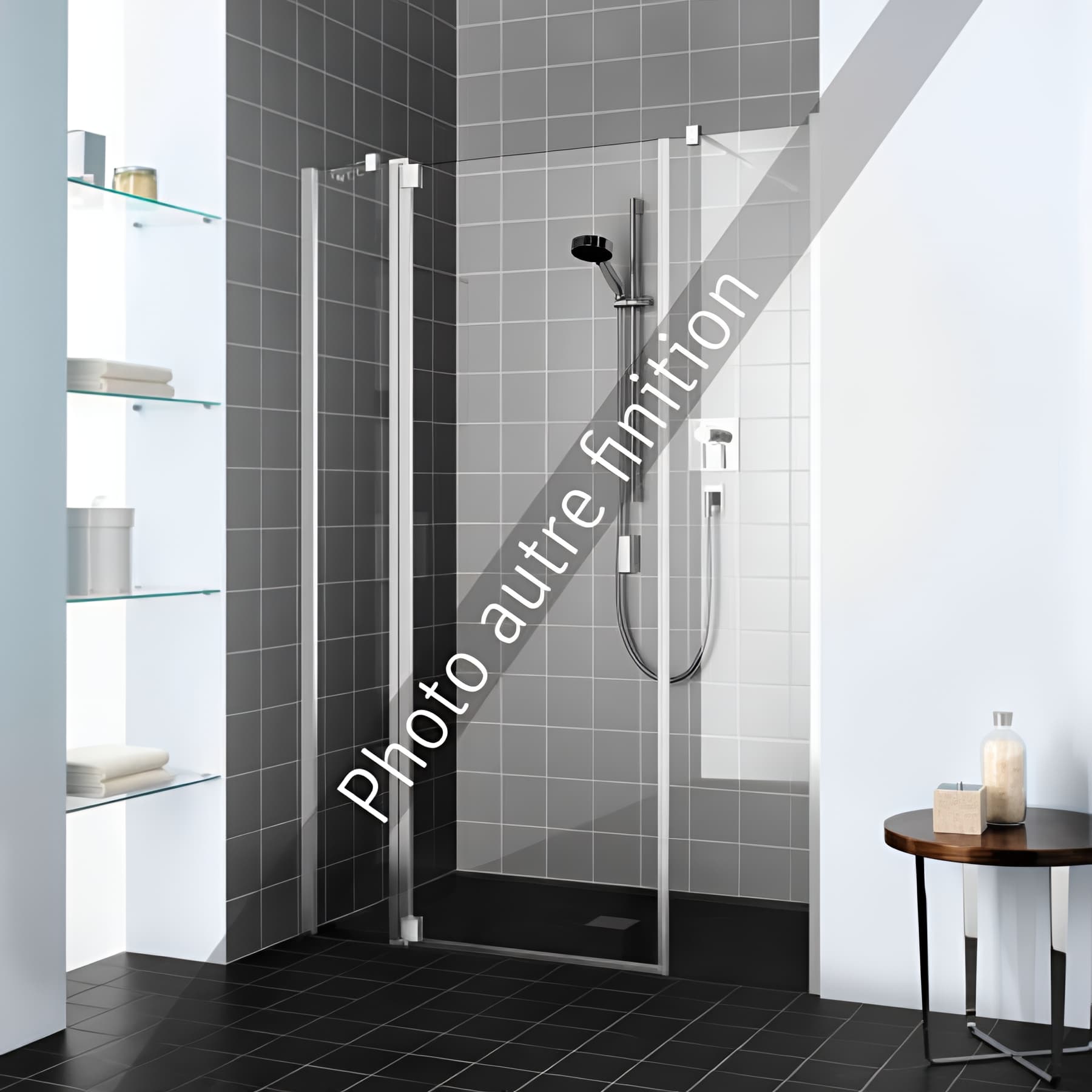 Paroi de douche pivotante largeur 153 cm hauteur 200 cm argent finition mat verre teinté gris clean