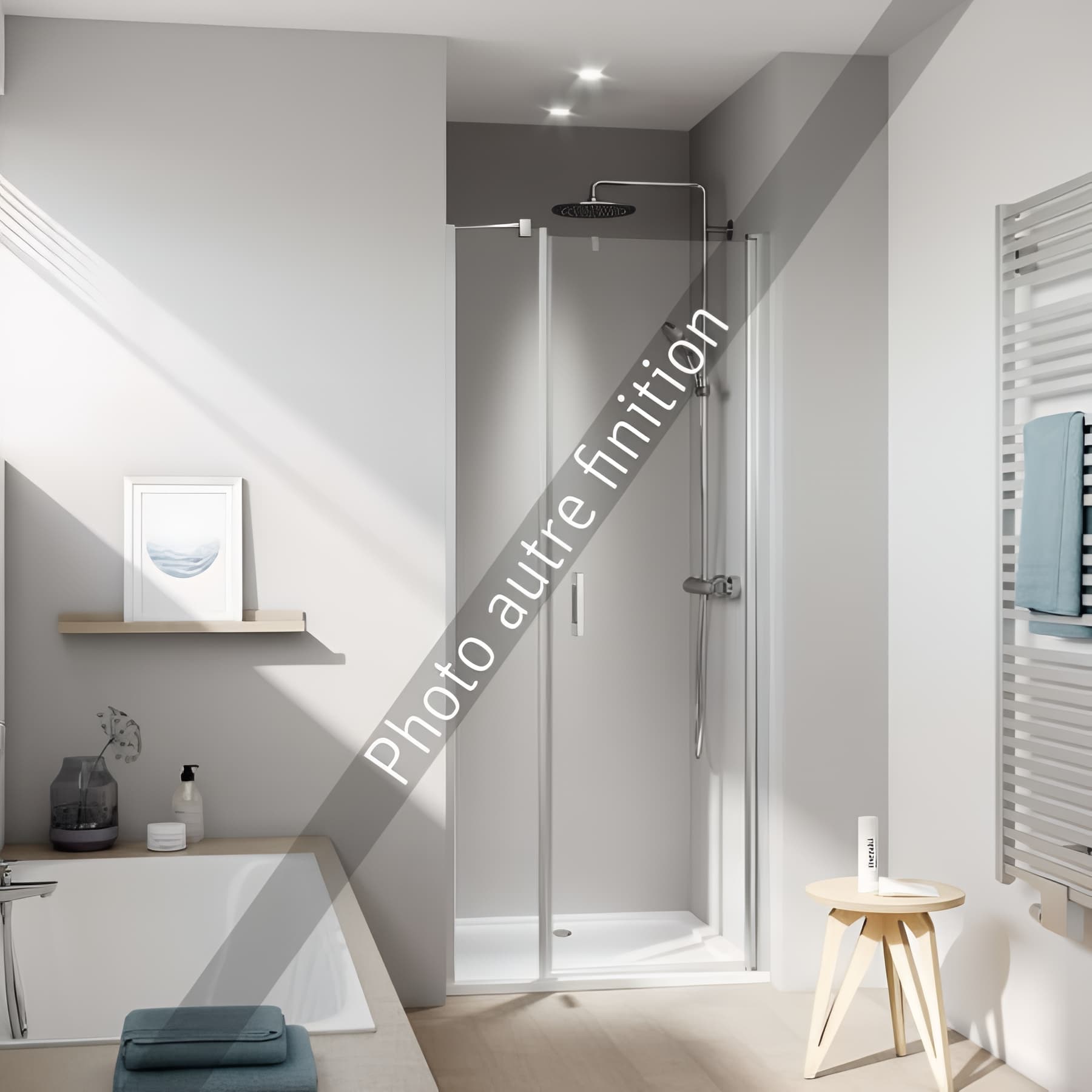 Paroi de douche pivotante largeur 153 cm hauteur 200 cm argent finition mat verre clair